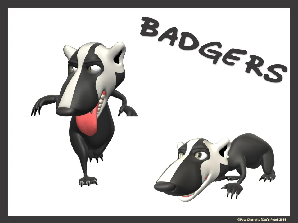 Full-page Badgers group sign featuring two cartoon badgers for identifying a PE or classroom group