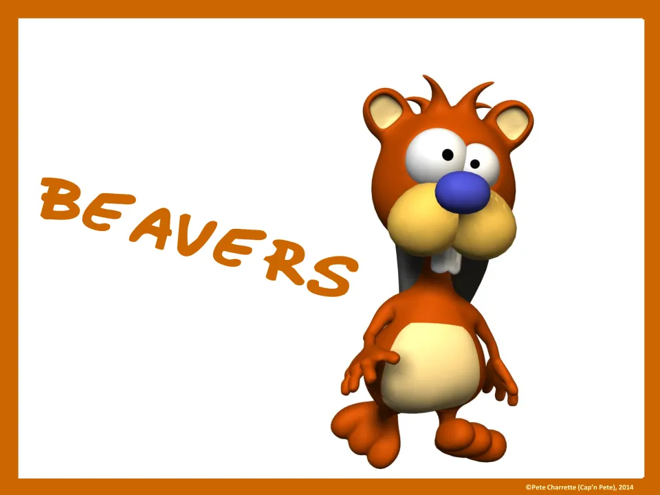 Full-page Beavers group sign with a cartoon beaver, paired with matching mini cards for organizing students