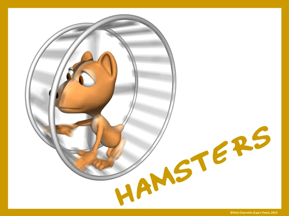 Full-page Hamsters group sign showing a hamster in a wheel, paired with mini cards for organizing students