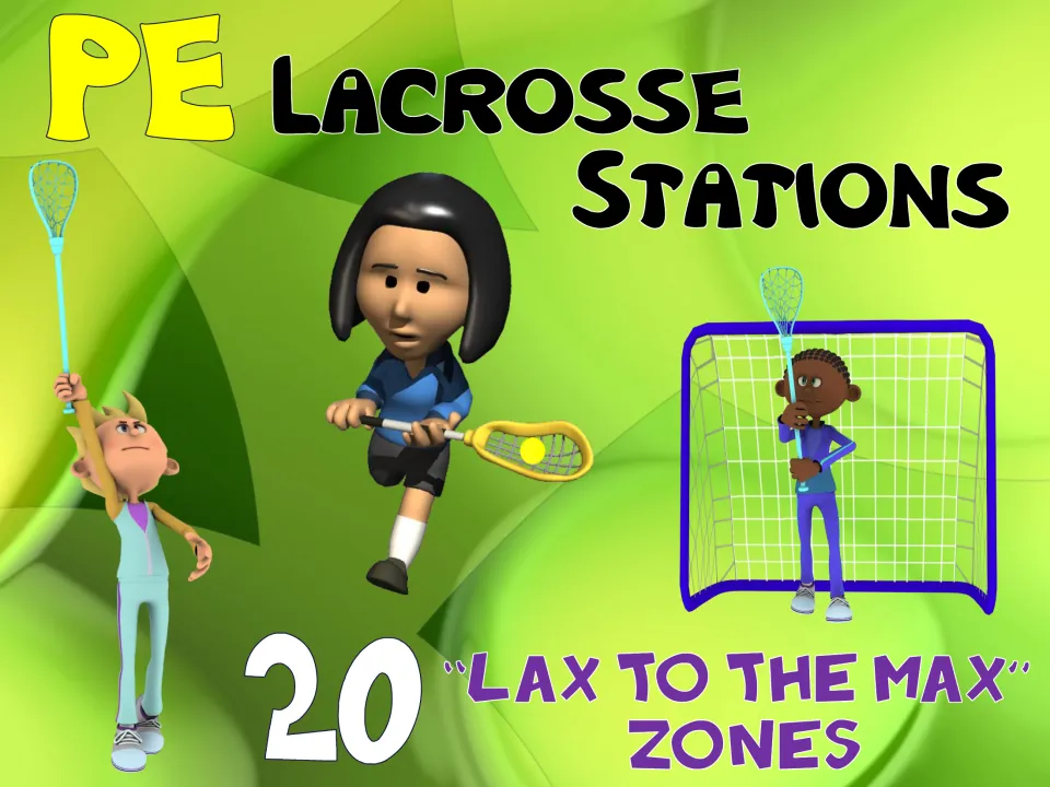 PE Lacrosse Stations cover identifying the resource as a set of 20 lacrosse-themed “LAX to the MAX” zones