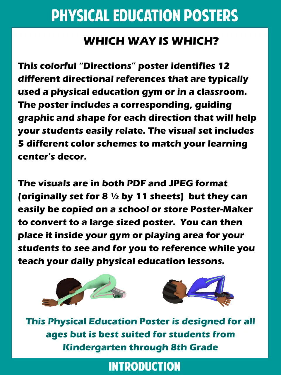 Introduction to the direction poster set: 12 directional references, five color options, and printing guidance