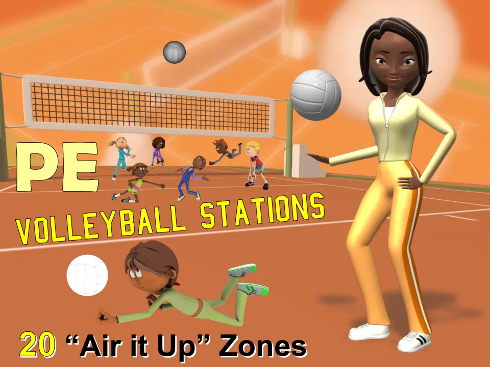 Cover of PE Volleyball Stations, introducing 20 “Air it Up” zones for volleyball skill activities