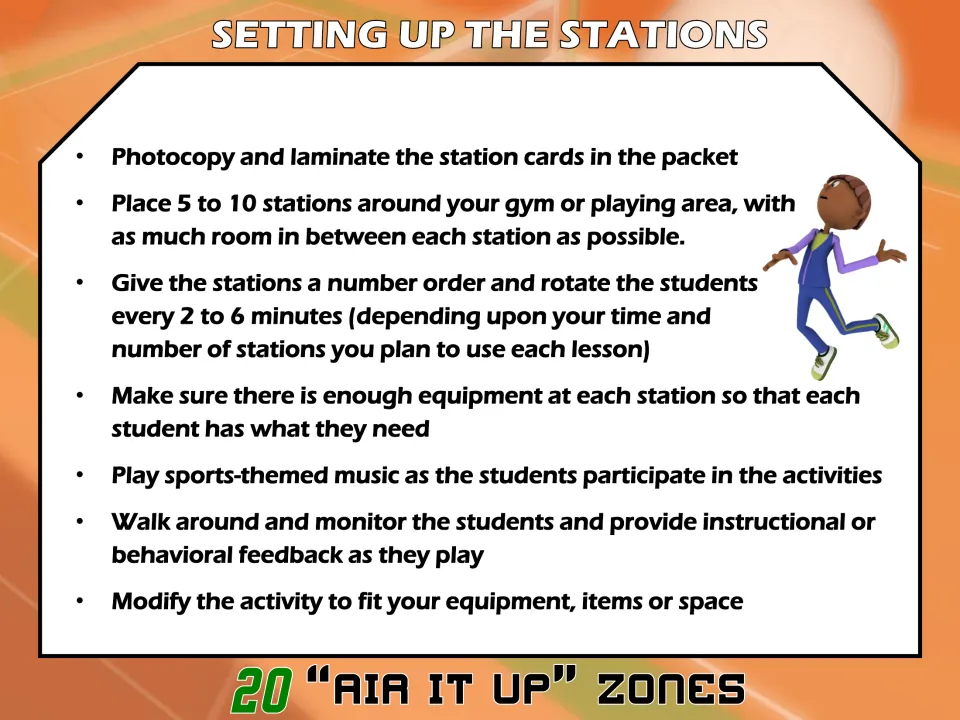 Station setup directions: laminate cards, arrange 5–10 stations, and rotate students every 2–6 minutes