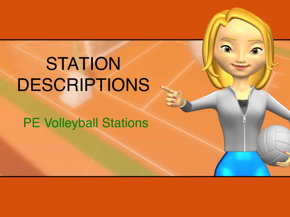 Station Descriptions divider introducing the summaries of all 20 activities in the volleyball resource