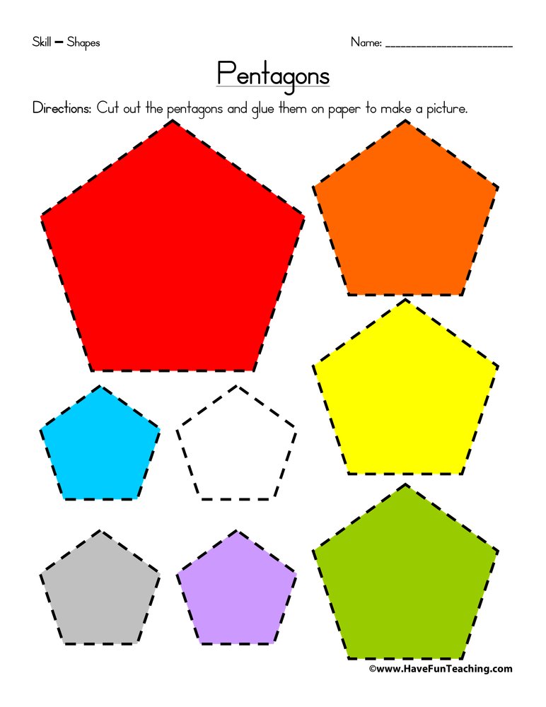 Pentagons Worksheet by Teach Simple