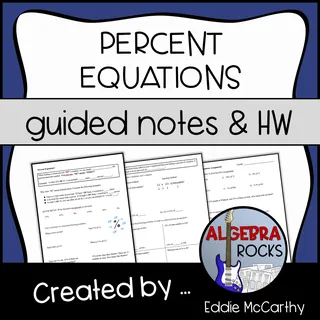 Percent Equations Guided Notes + Homework Set – cover