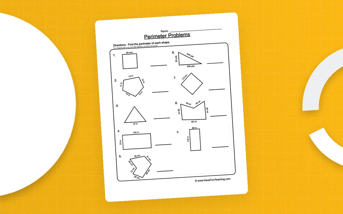Perimeter Shape Problems Worksheet teaching resource preview