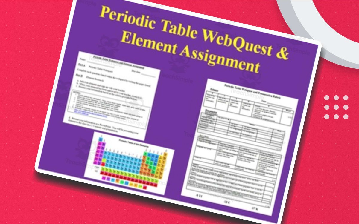 Periodic Table WebQuest cover with the resource title.