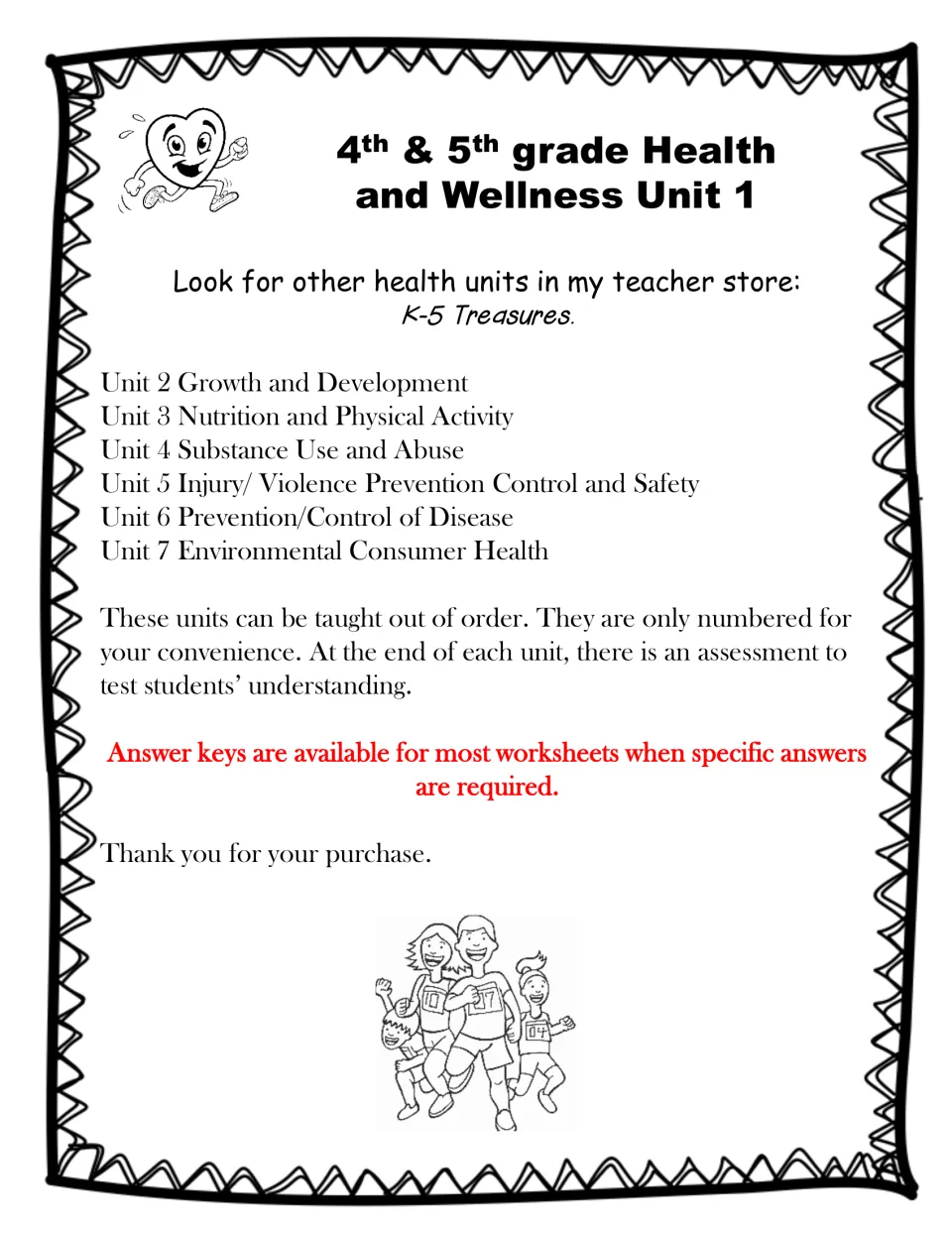 Unit introduction listing health units 2 to 7, noting units can go in any order and each ends with an assessment