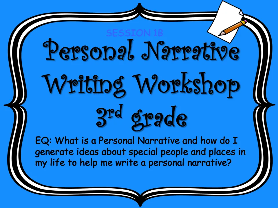 Session 1B opening for third grade asks what a personal narrative is and how special people and places spark ideas.