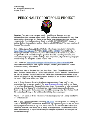 Personality Portfolio Project – cover