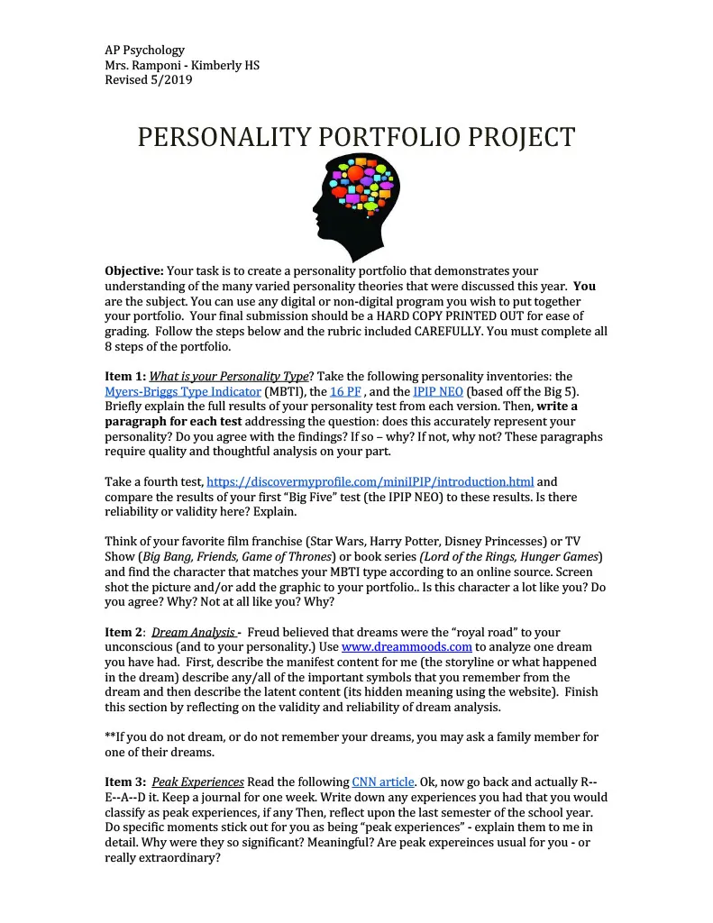 Personality Portfolio Project – cover