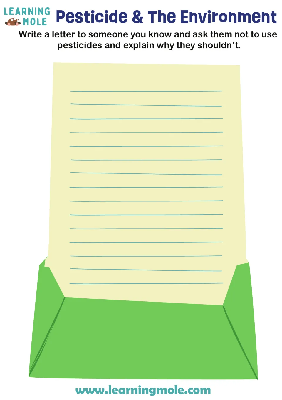 Pesticides and the environment: students write a persuasive letter asking someone not to use pesticides and why