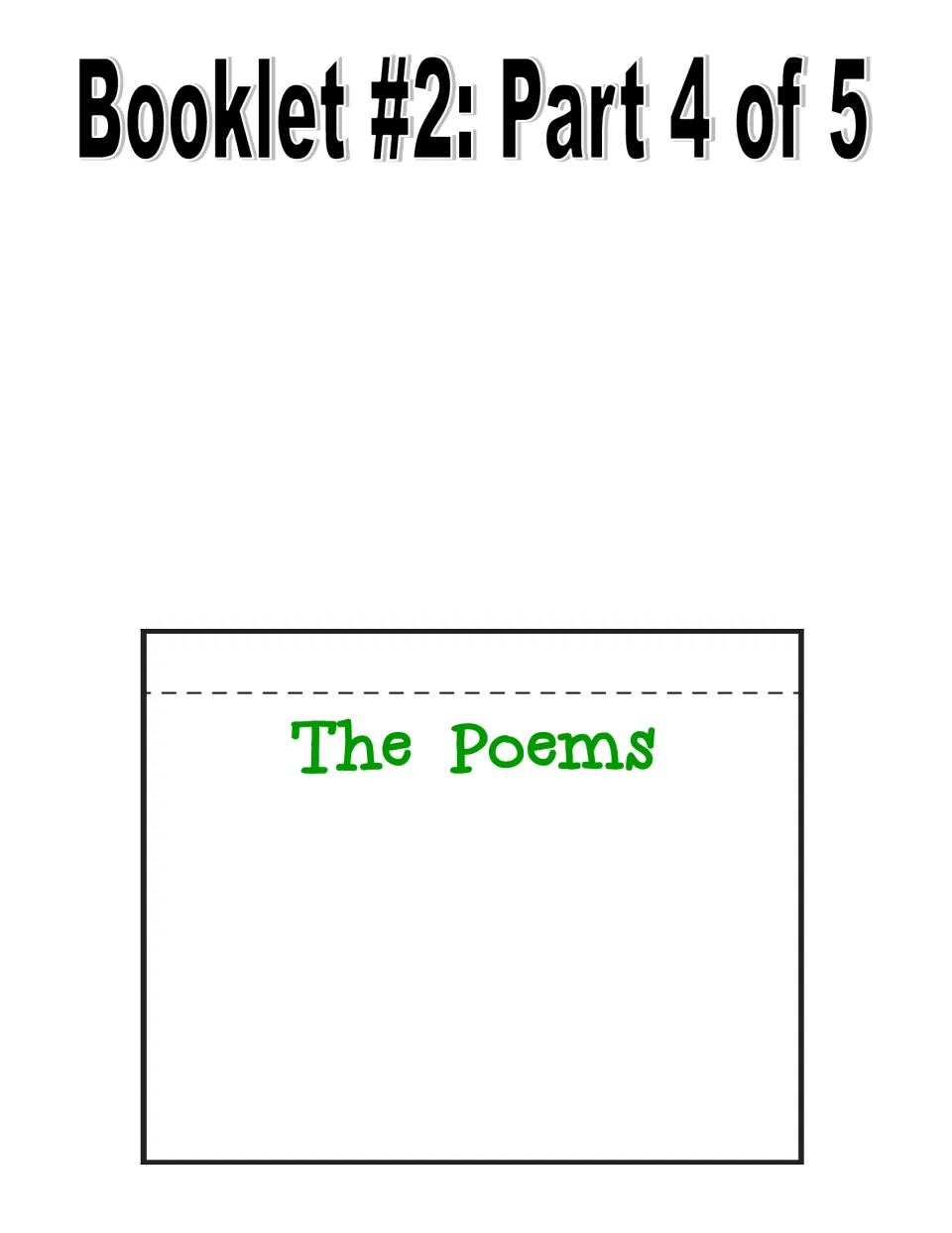 Booklet #2 part 4 of 5: cut-out page headed The Poems for students to write about the poems in Wheatley's collection