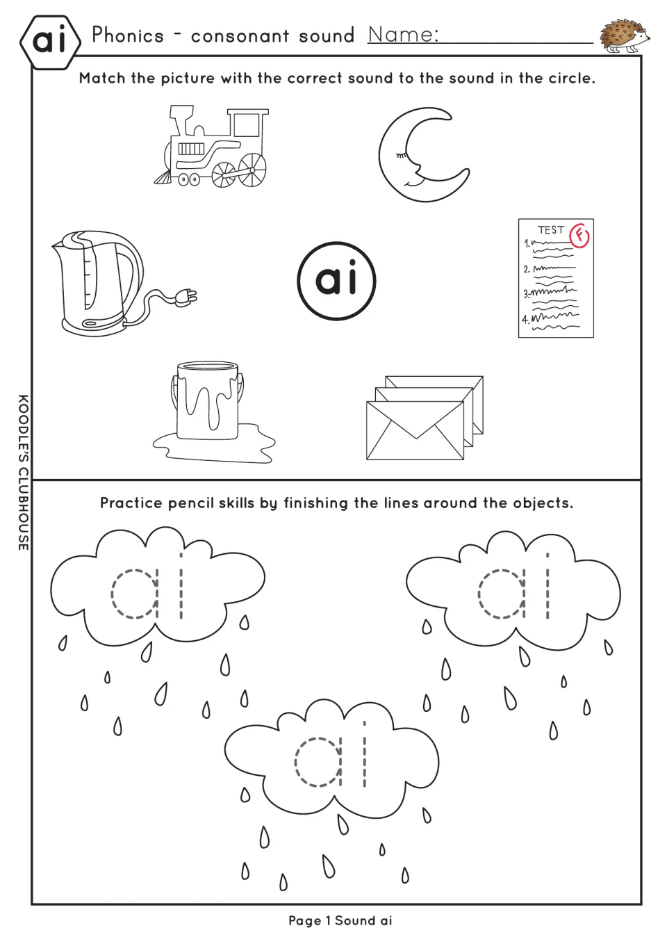 ai sound picture match: students link train, paint, mail and test pictures to ai, then trace ai inside rain clouds