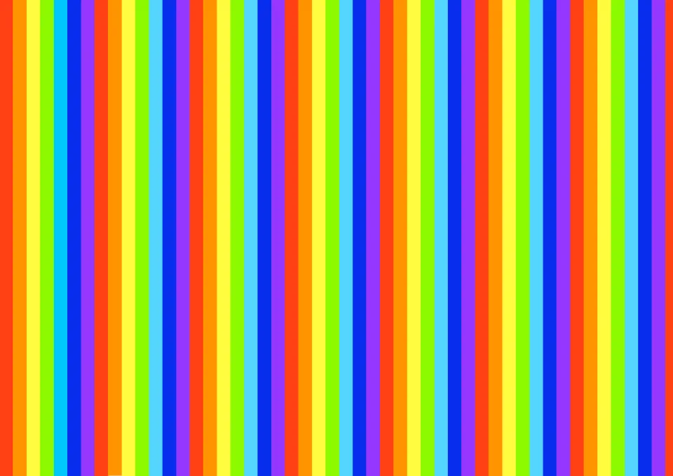 Rainbow-striped divider page in red, orange, yellow, green, blue and purple, with no words or activity on it