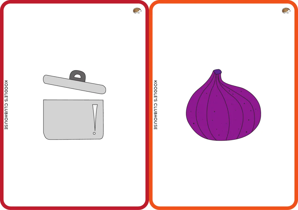 Picture flashcards 1–2 show a pot lid and a fig for matching to the words lid and fig in the phonics set