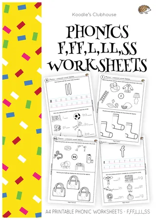 Phonics F,FF,L,LL,SS worksheets – cover