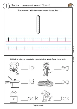 Phonics F,FF,L,LL,SS worksheets – sample page 4