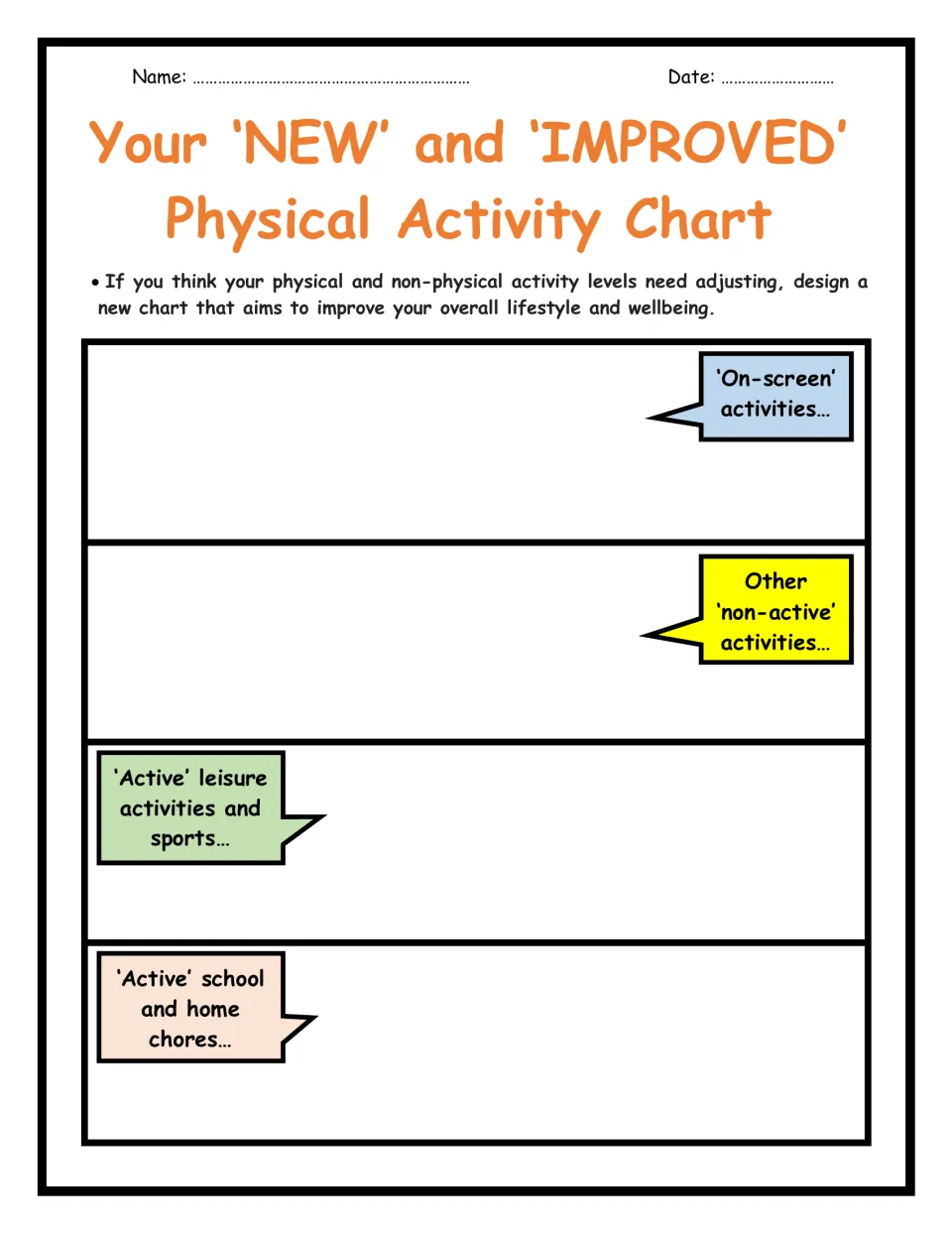 Lifestyle redesign: students plan a new, improved week of on-screen, non-active, active leisure and chore activities