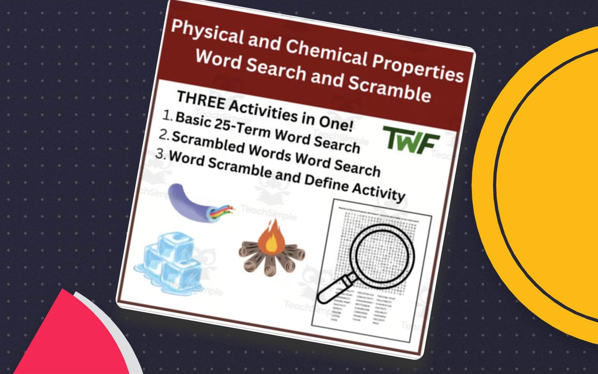 Physical and Chemical Properties Word Search and Scramble Activity preview