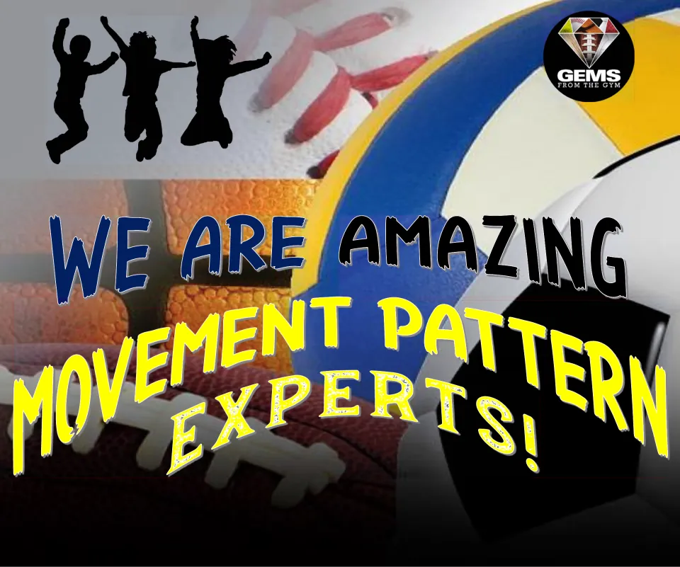 Physical education door badge featuring the statement, 'We are amazing movement pattern experts!'