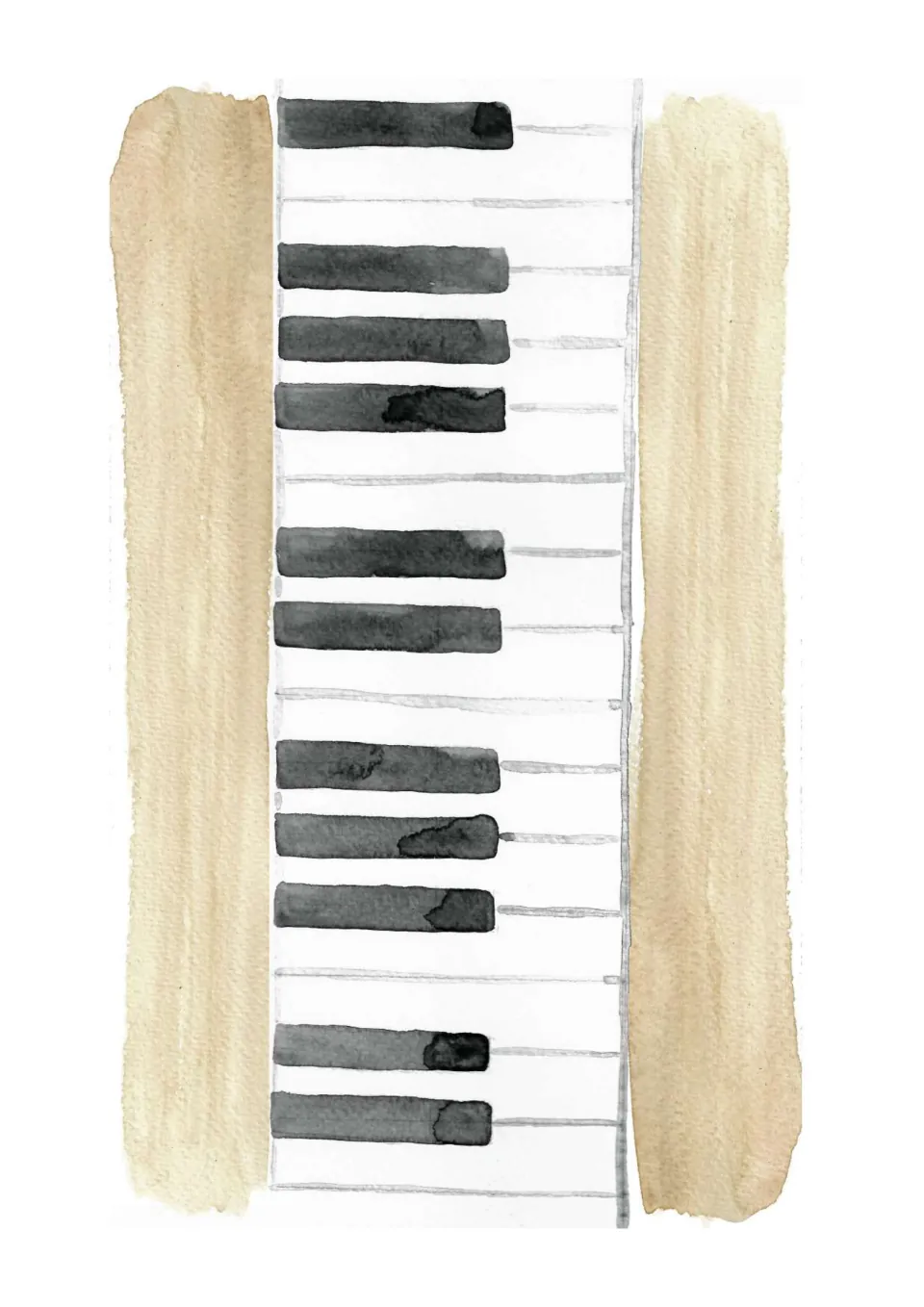Piano keyboard sheet for the note flashcard resource, showing unlabeled black and white piano keys
