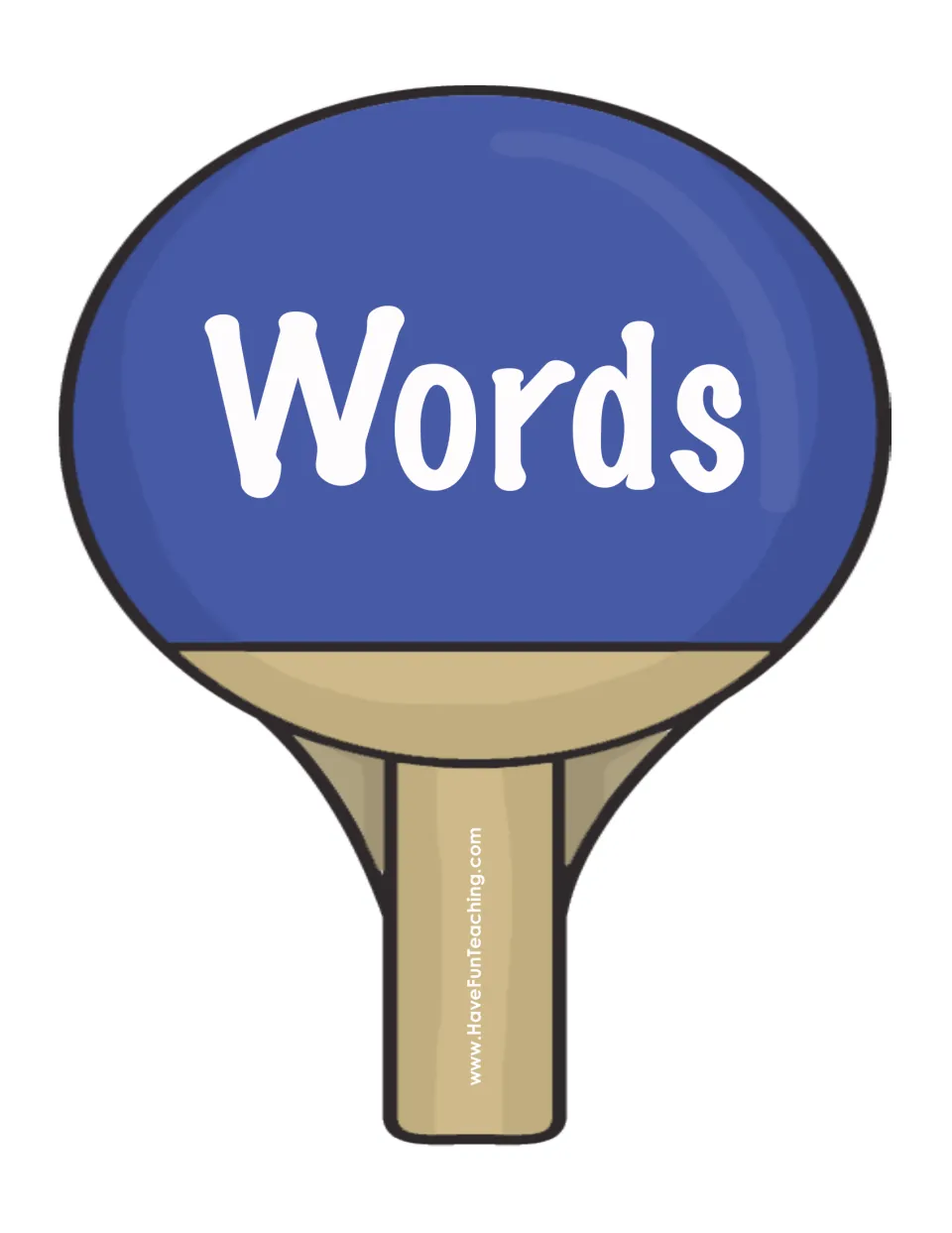 Blue paddle sign labeled Words for students to hold up when a fact came from the text of the book rather than the art