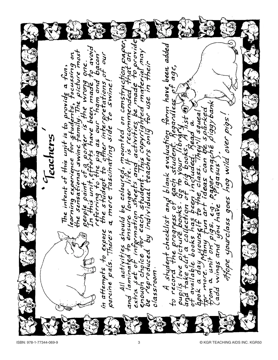 Teacher note on the unit's aims, coloring and laminating activities, the student checklist and book list