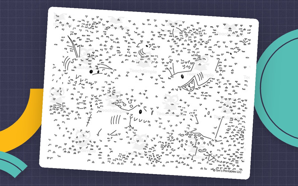 Pirate Shark Connect the Dots – 878-Dot Extreme Puzzle preview: Two pirate-shark dot pages