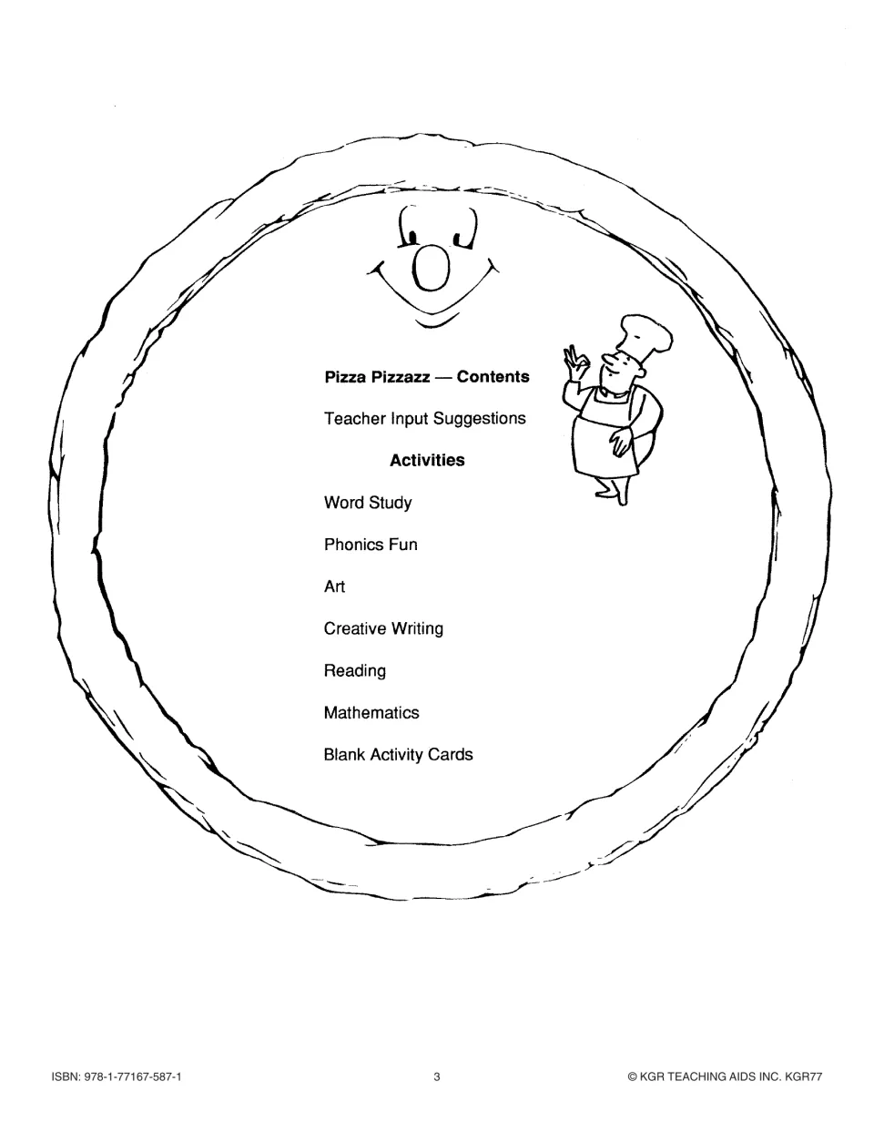 Unit contents listing teacher suggestions, word study, phonics, art, writing, reading, math, and blank cards