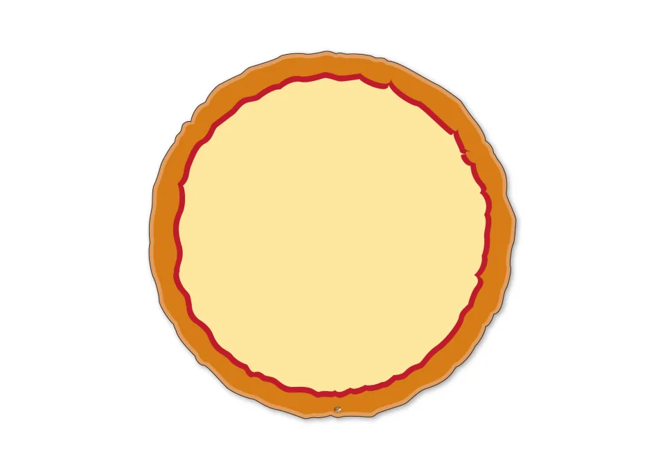 Plain whole-pizza template with no shape labels or topping outlines, for the pizza shape-matching game
