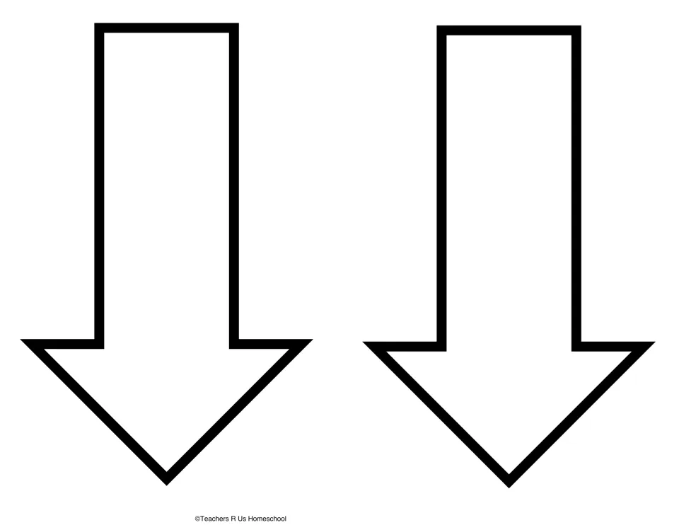 Two large downward arrow cut-outs that link each place value form label to its matching example on the chart