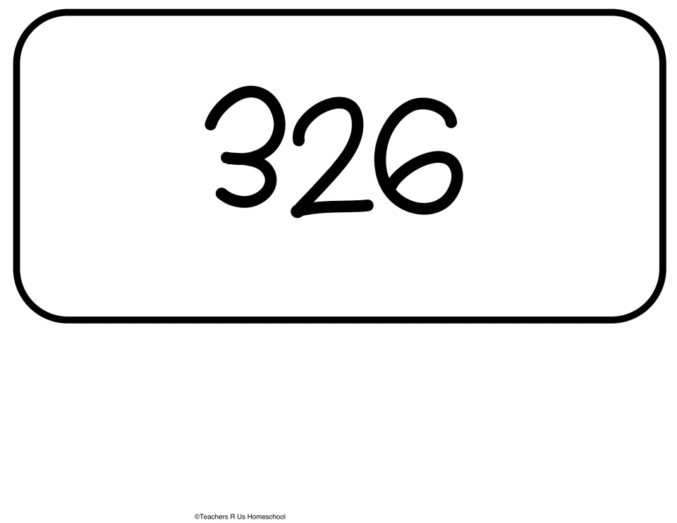 Digits-only example card showing the number 326, matching the digits in the hundreds, tens and ones house