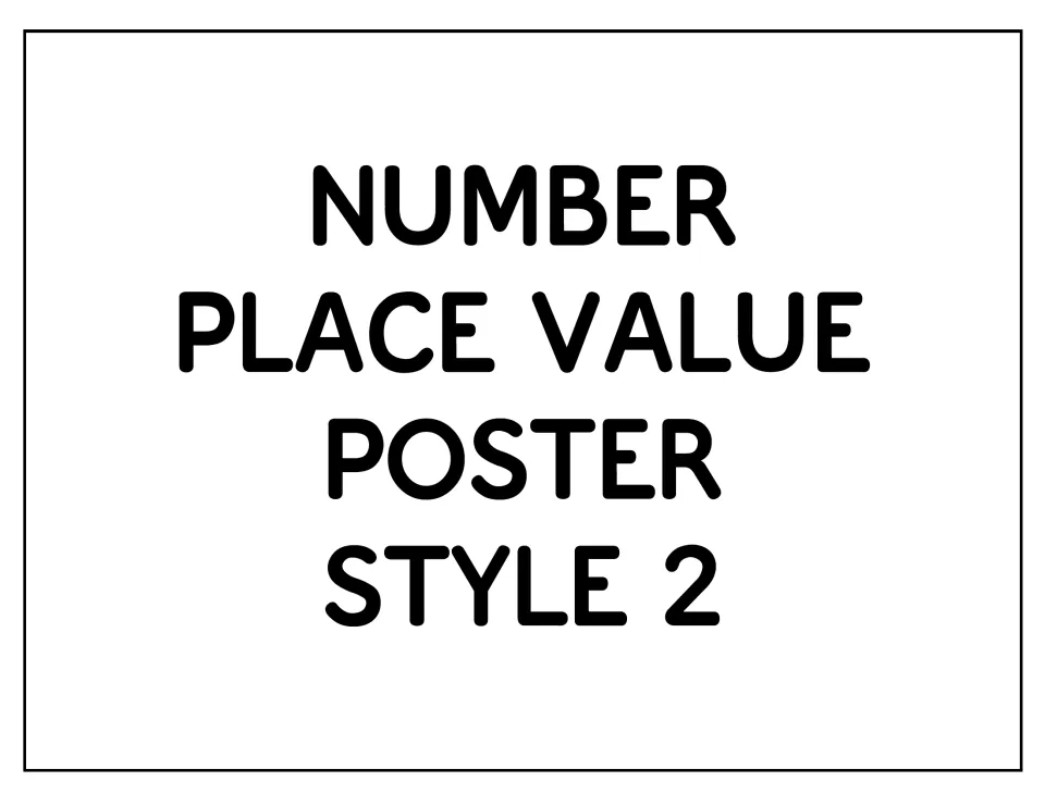 Title card reading Number Place Value Poster Style 2, opening the second version of the period posters