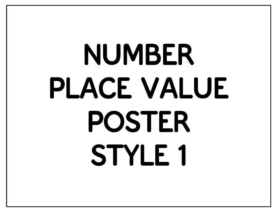Number place value poster, Style 1: title page opening the first set of place value period posters for a math display