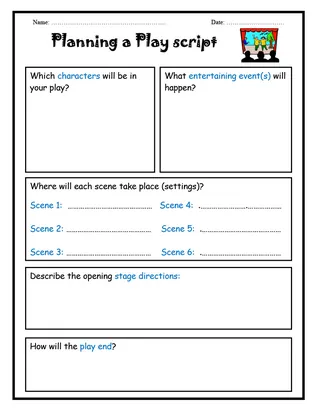 Planning a Play Script – Writing Practice Worksheet – cover