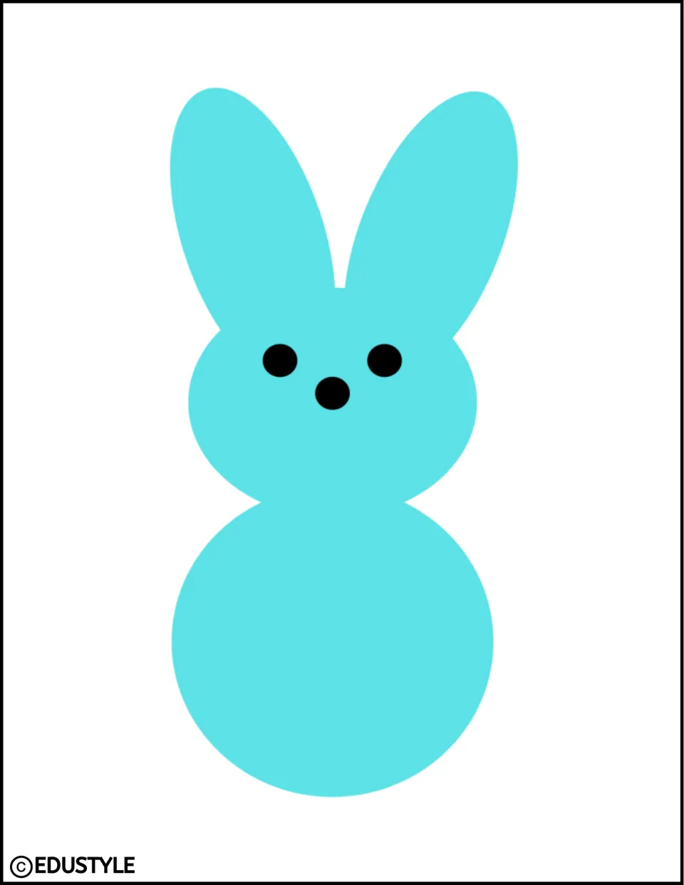 Large turquoise bunny cutout with black eyes and a nose for spring and Easter bulletin board and door decor