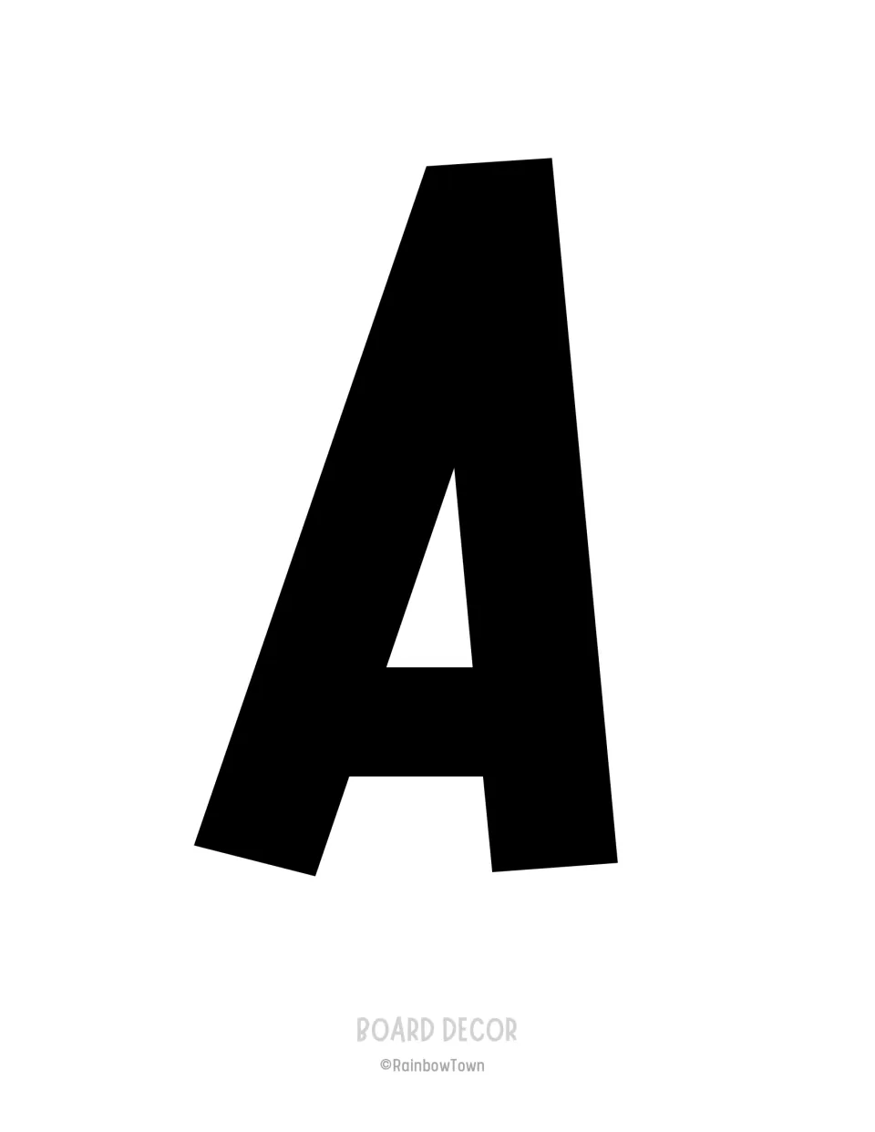 Letter A cut-out: one large black capital for spelling the sunshine message across the display