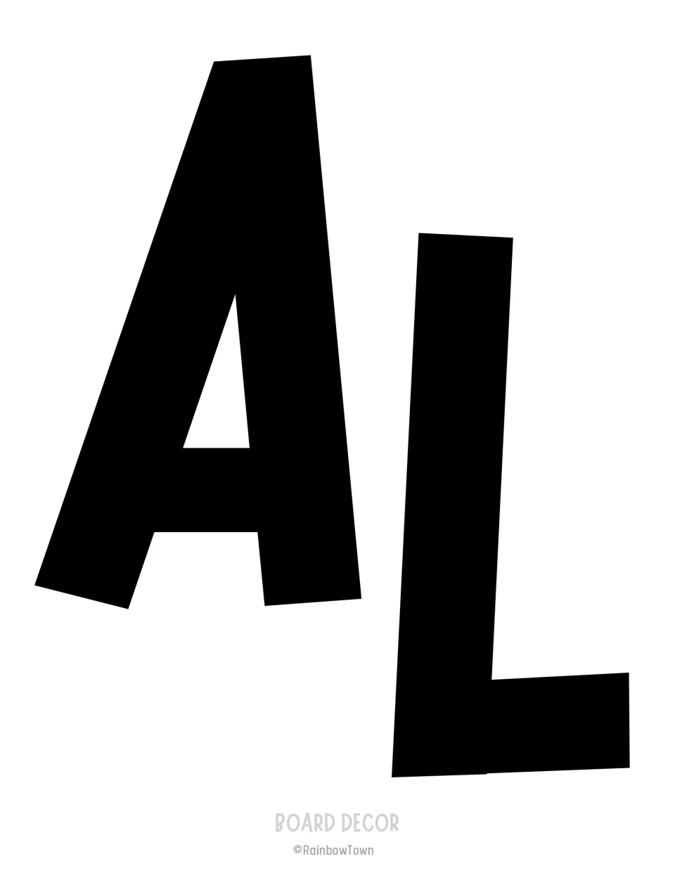 Letters A and L cut-outs printed together in tilted black capitals for the kindness banner