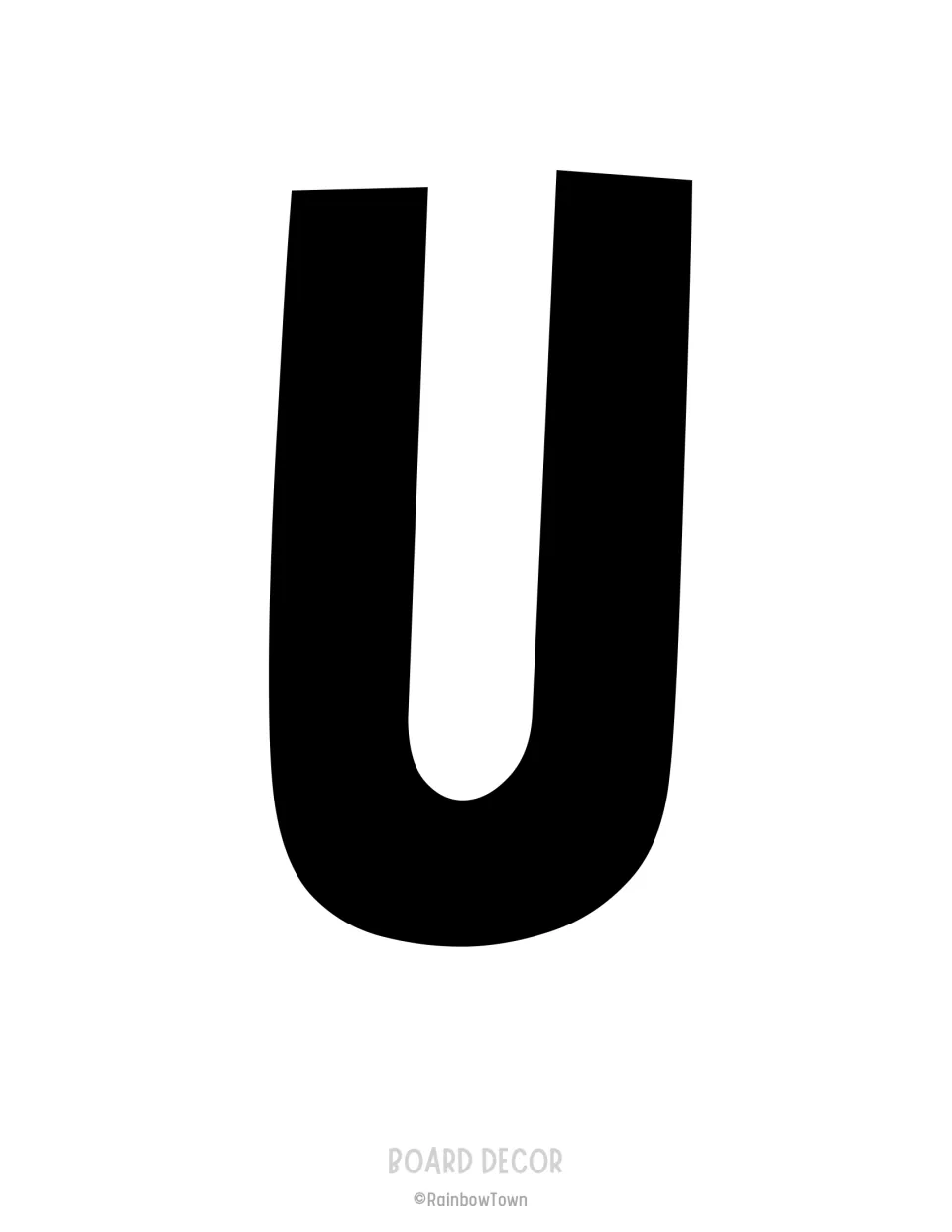 Letter U cut-out: a single rounded black capital from the message lettering set