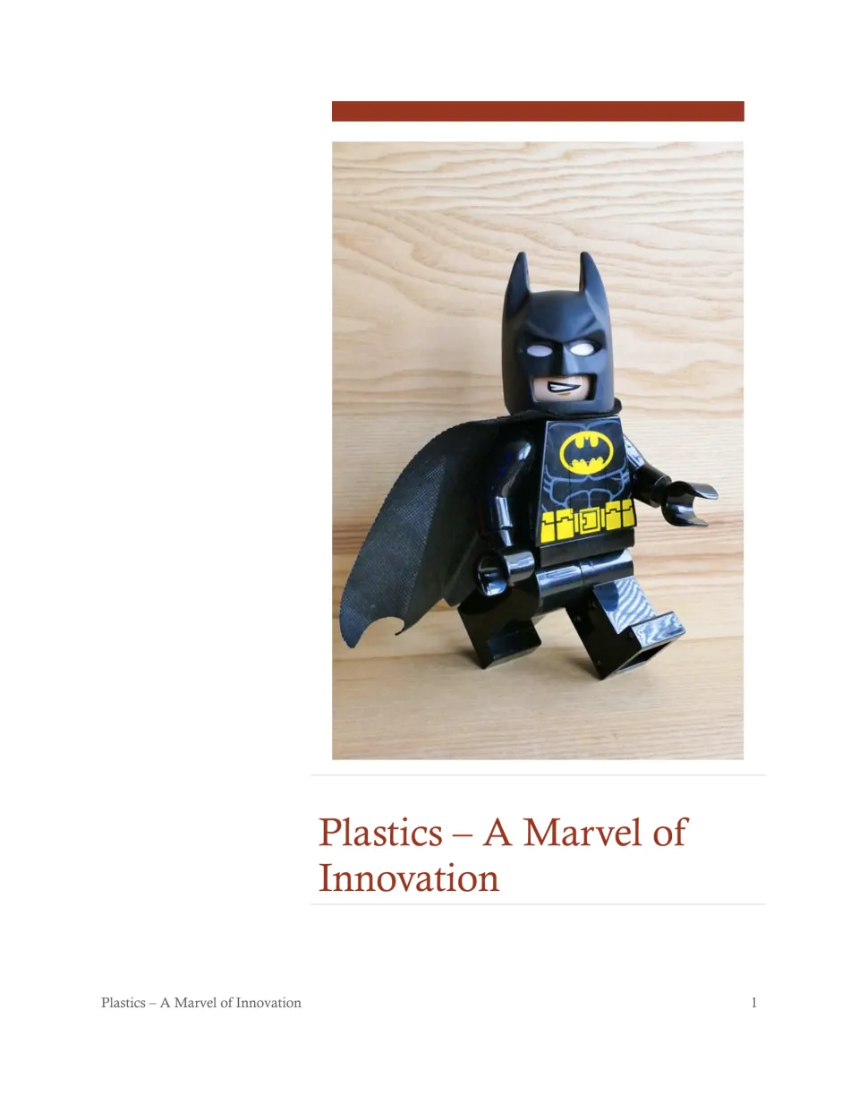 Cover of the science reading packet titled 'Plastics – A Marvel of Innovation,' featuring a plastic toy