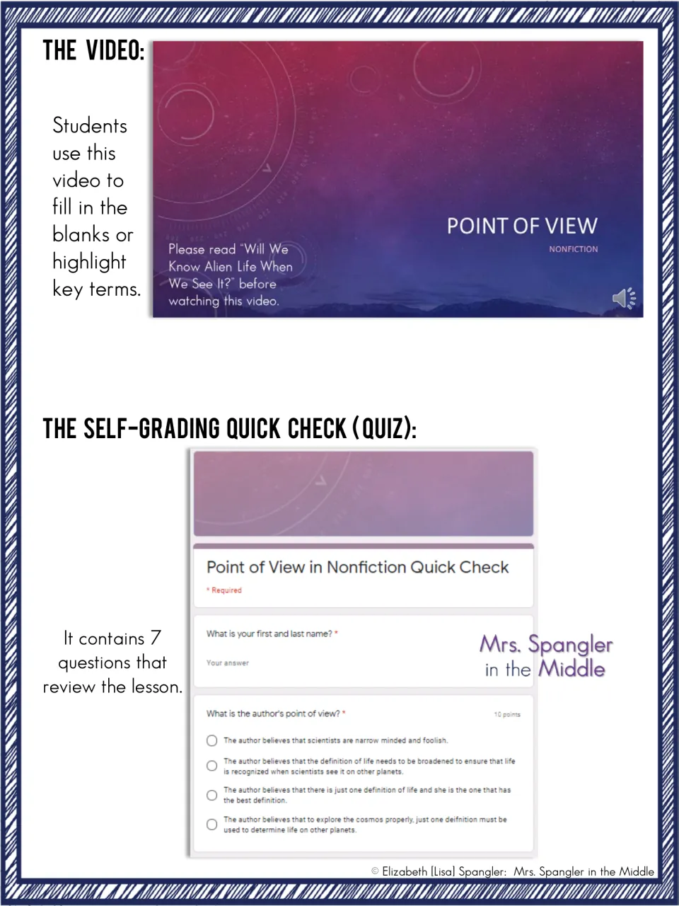Point of view video on 'Will We Know Alien Life When We See It?' and the 7-question self-grading Quick Check