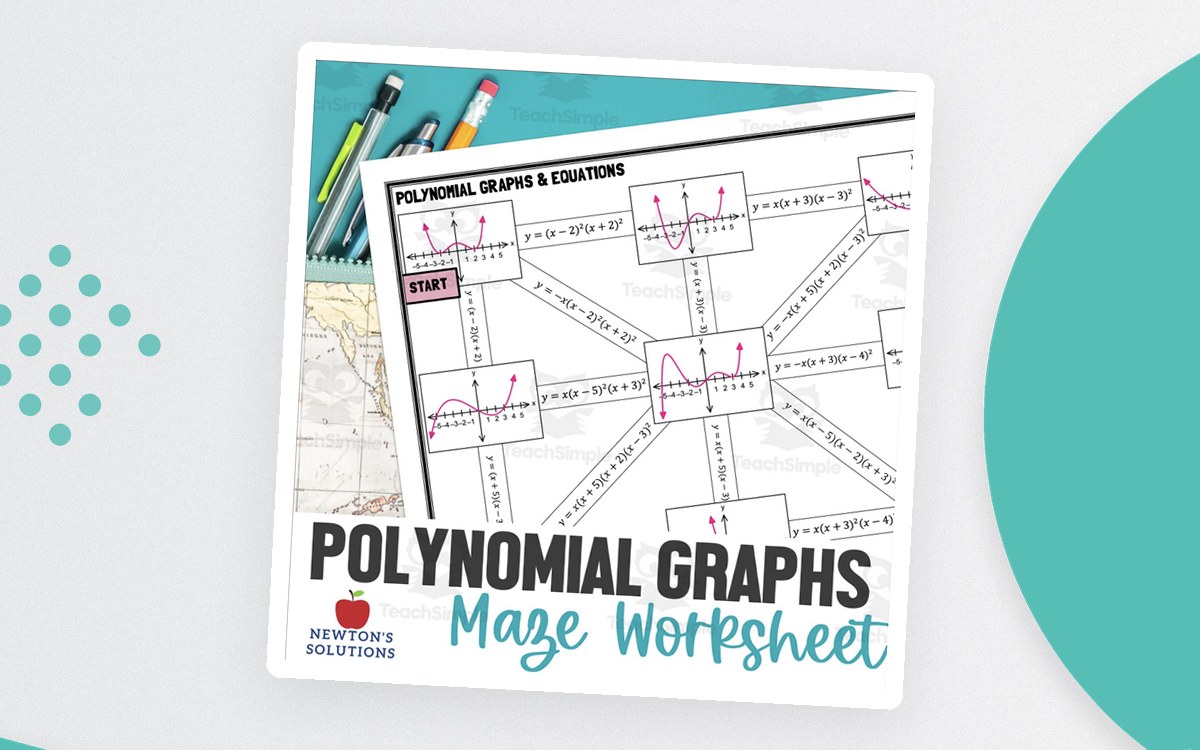 Polynomial Graphs Maze cover with plotted curves and factored equations along a route.