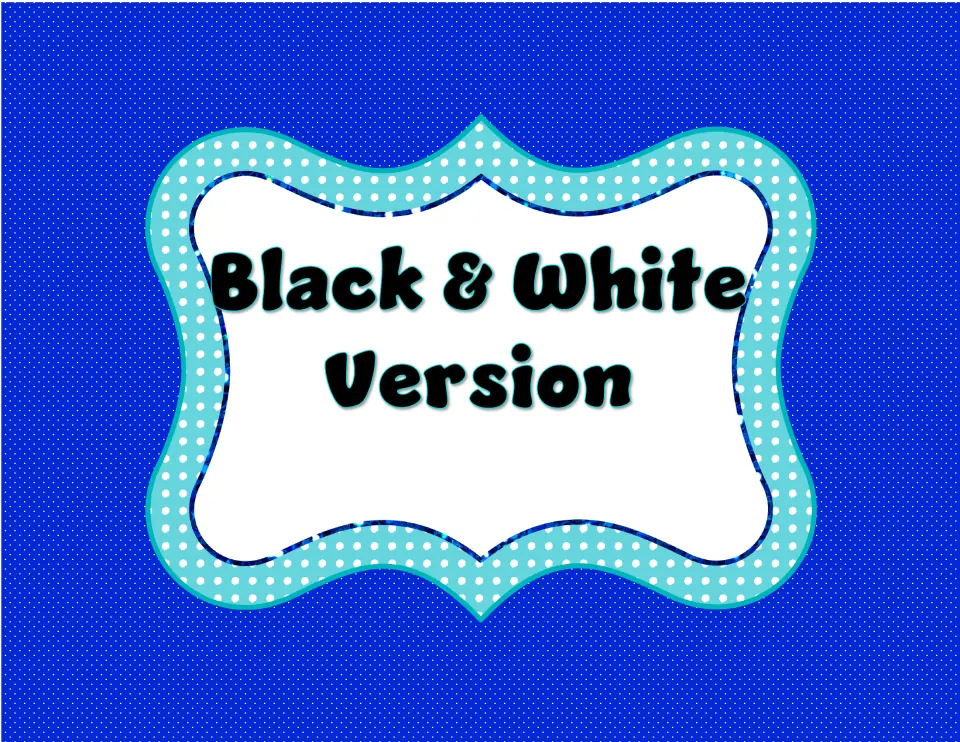 Section divider labeled 'Black & White Version' introduces the second version of the perimeter cards