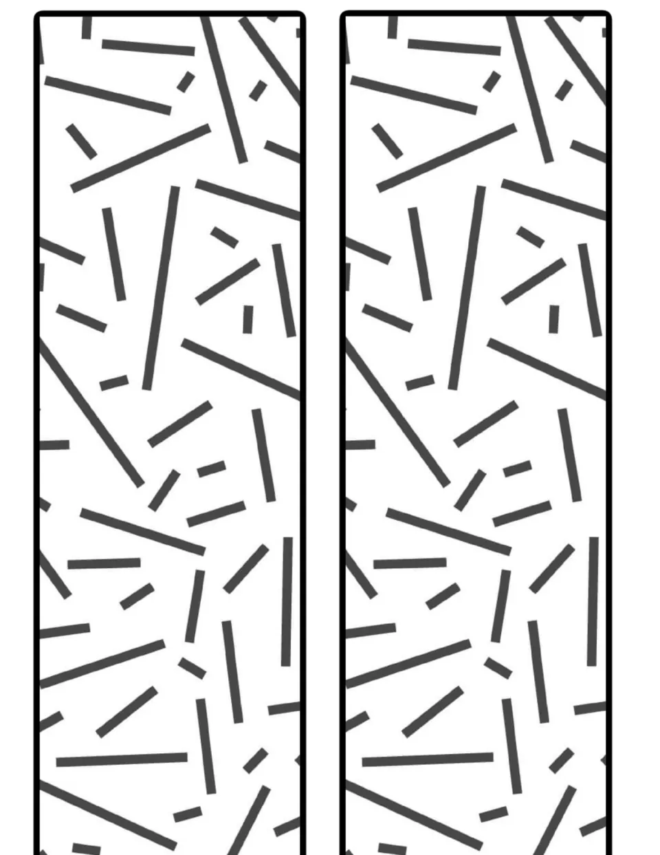 Black-and-white confetti trim: two long cut-out strips printed with scattered dashes for edging a display board