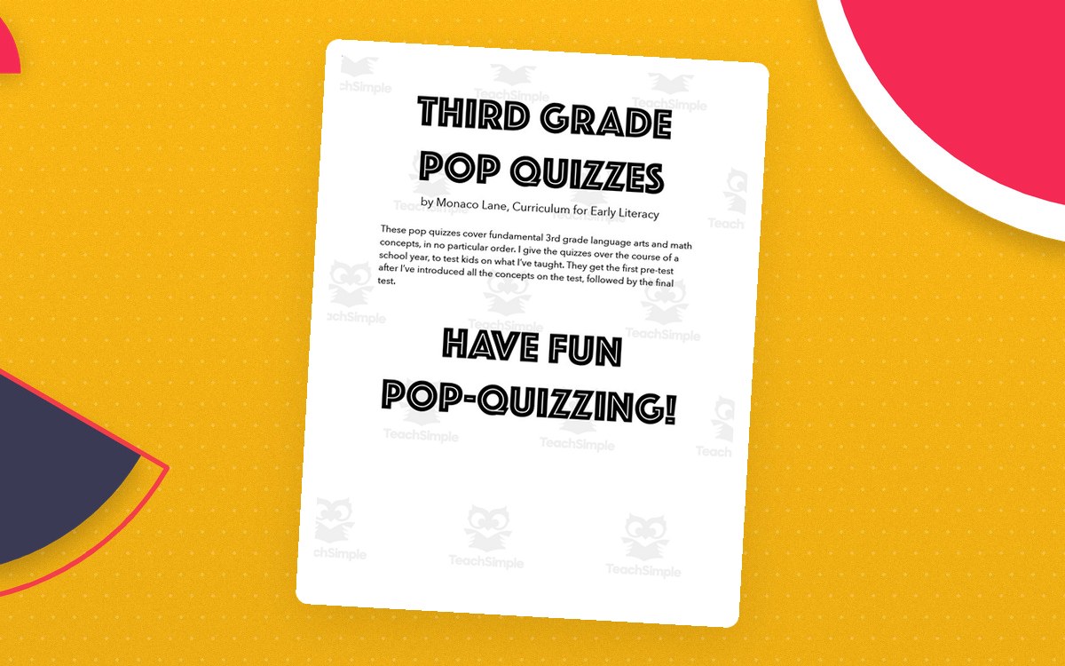 Third Grade Pop Quizzes cover with a one-page quiz preview and Have Fun Pop-Quizzing message.