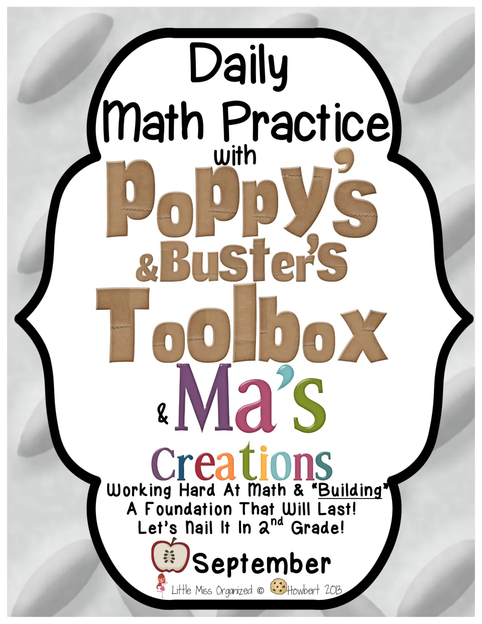 Cover: Daily Math Practice with Poppy's & Buster's Toolbox & Ma's Creations, a September set for 2nd grade