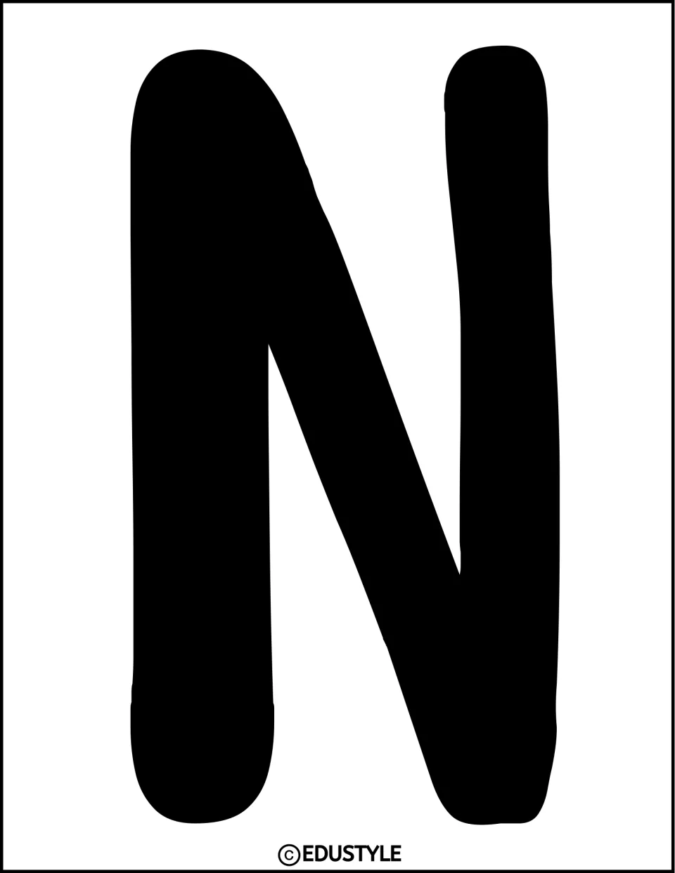 Display letter N in solid black, printed individually for the popsicle-themed bulletin board or door decor kit