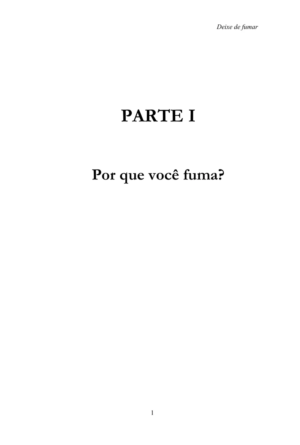 Portuguese eBook Part I opening asks 'Por que você fuma?' (Why do you smoke?) to introduce the first section